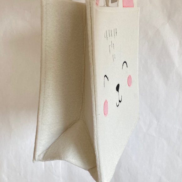 Paper Source Bunny Felt CRAFT Tote Bag, 10"x10" White/Pink Bunny Party Gift Bag - Picture 7 of 16